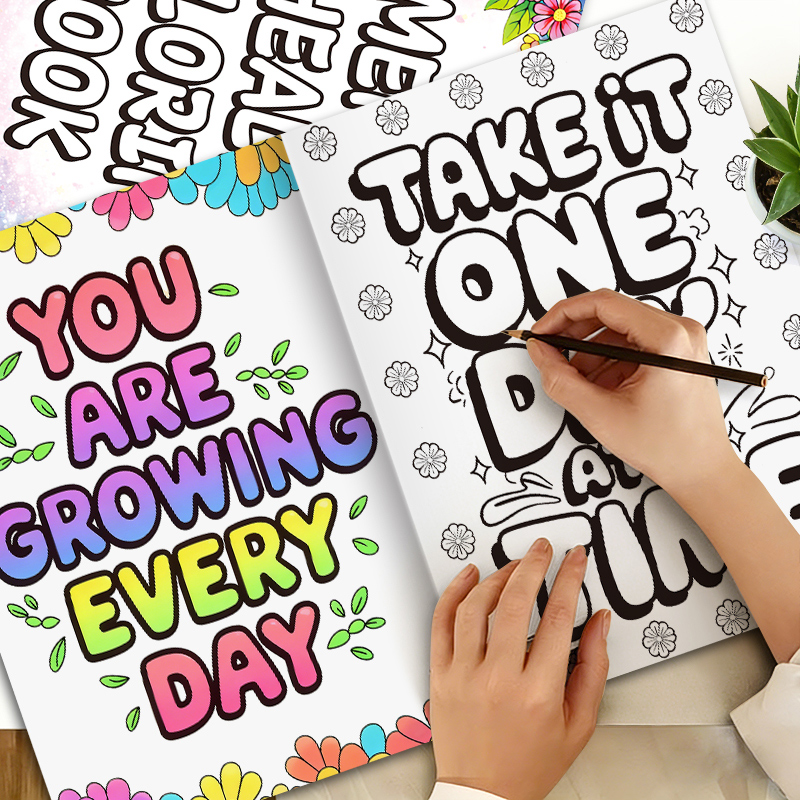 Health Wellness Quotes - 32 Pages Happy Mind Coloring Book