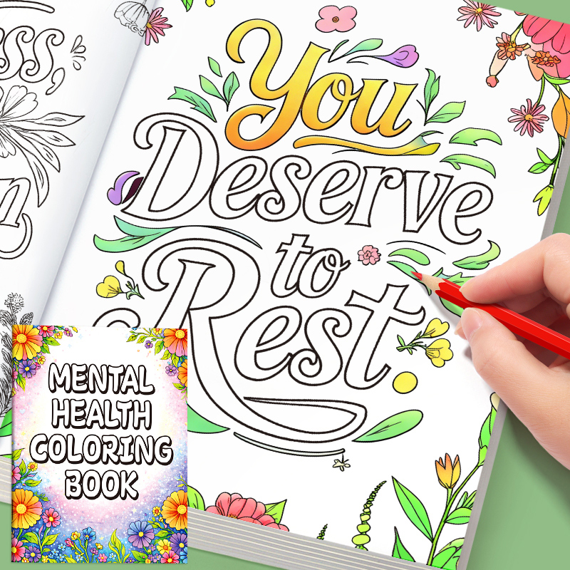 32 Pages Happy Mind Coloring B - Health Wellness Quotes のレビューと価格