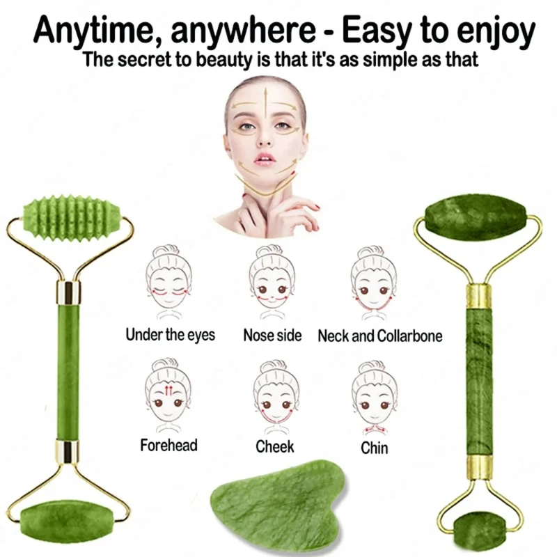 Natural Jade Roller Face Gua S - Jade Gua Sha Tool のレビューと価格